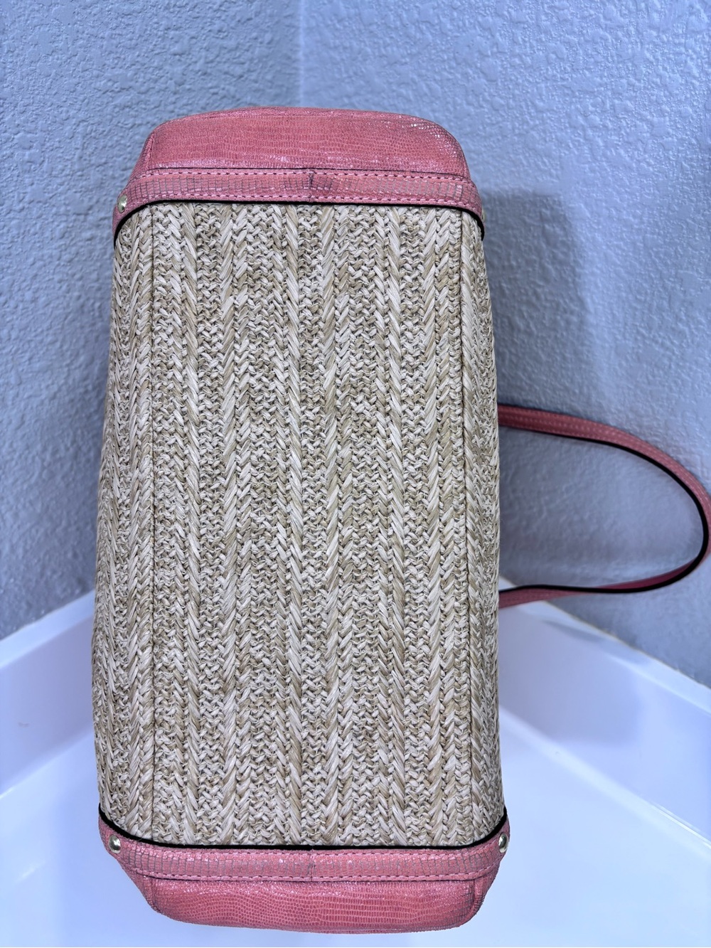 Coach Alexandra Python Straw Tote - Picture 9 of 13